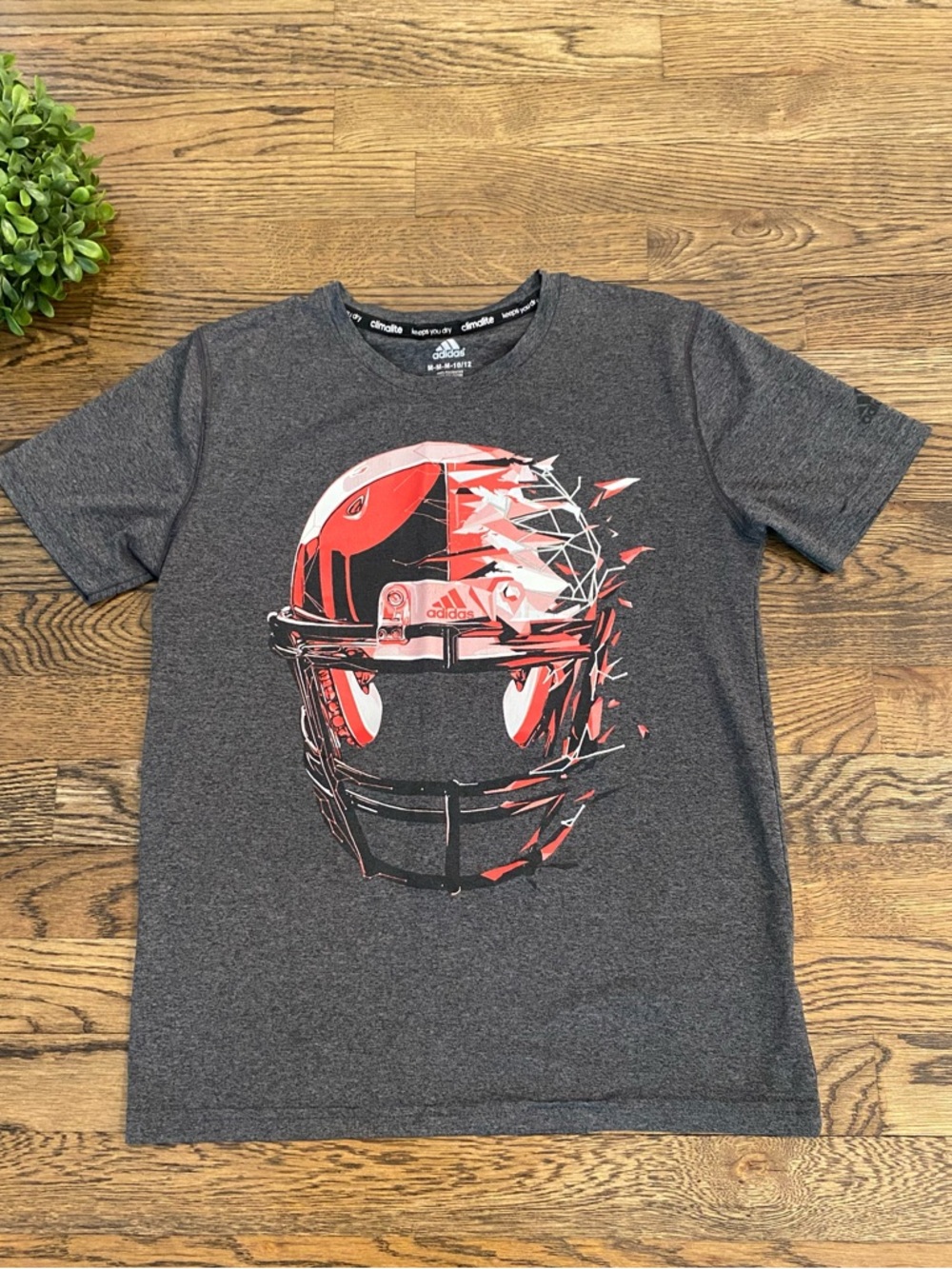 Adidas Boys Gray Climalite Tshirt Sz M
